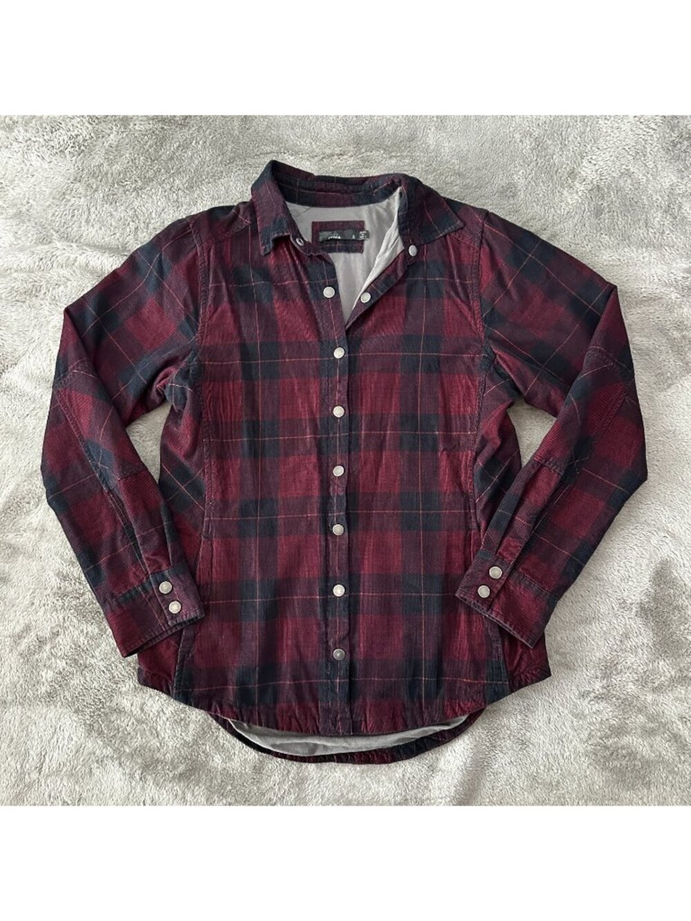 Prana Porter Park Corduroy Shirt Shacket Women's SMALL Plaid Button Up